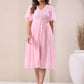 Janasya Light Dobby Chiffon Self Design A-Line Dress | Swadesiicart