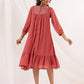 Janasya Dark Dobby Chiffon Embroidered Tiered Dress | Swadesiicart