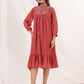 Janasya Dark Dobby Chiffon Embroidered Tiered Dress | Swadesiicart