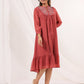 Janasya Dark Dobby Chiffon Embroidered Tiered Dress | Swadesiicart