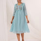 Janasya Light Dobby Chiffon Embroidered A-Line Dress | Swadesiicart