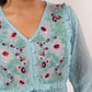 Janasya Light Dobby Chiffon Embroidered A-Line Dress | Swadesiicart
