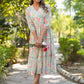 Janasya Bright Georgette Floral Tiered Dress | Swadesiicart