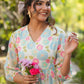 Janasya Bright Georgette Floral Tiered Dress | Swadesiicart