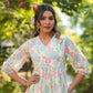 Janasya Bright Georgette Floral Tiered Dress | Swadesiicart