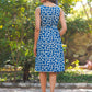 Janasya Dark Cotton Abstract A-Line Dress | Swadesiicart