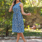 Janasya Dark Cotton Abstract A-Line Dress | Swadesiicart