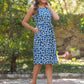 Janasya Dark Cotton Abstract A-Line Dress | Swadesiicart