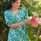 Janasya Bright Cotton Floral Fit & Flare Dress | Swadesiicart
