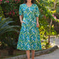 Janasya Bright Cotton Floral Fit & Flare Dress | Swadesiicart