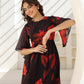 Janasya Dark Georgette Floral A-Line Dress | Swadesiicart