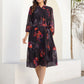 Janasya Dark Georgette Floral Tiered Dress | Swadesiicart
