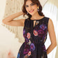 Janasya Dark Georgette Floral Gathered Dress | Swadesiicart