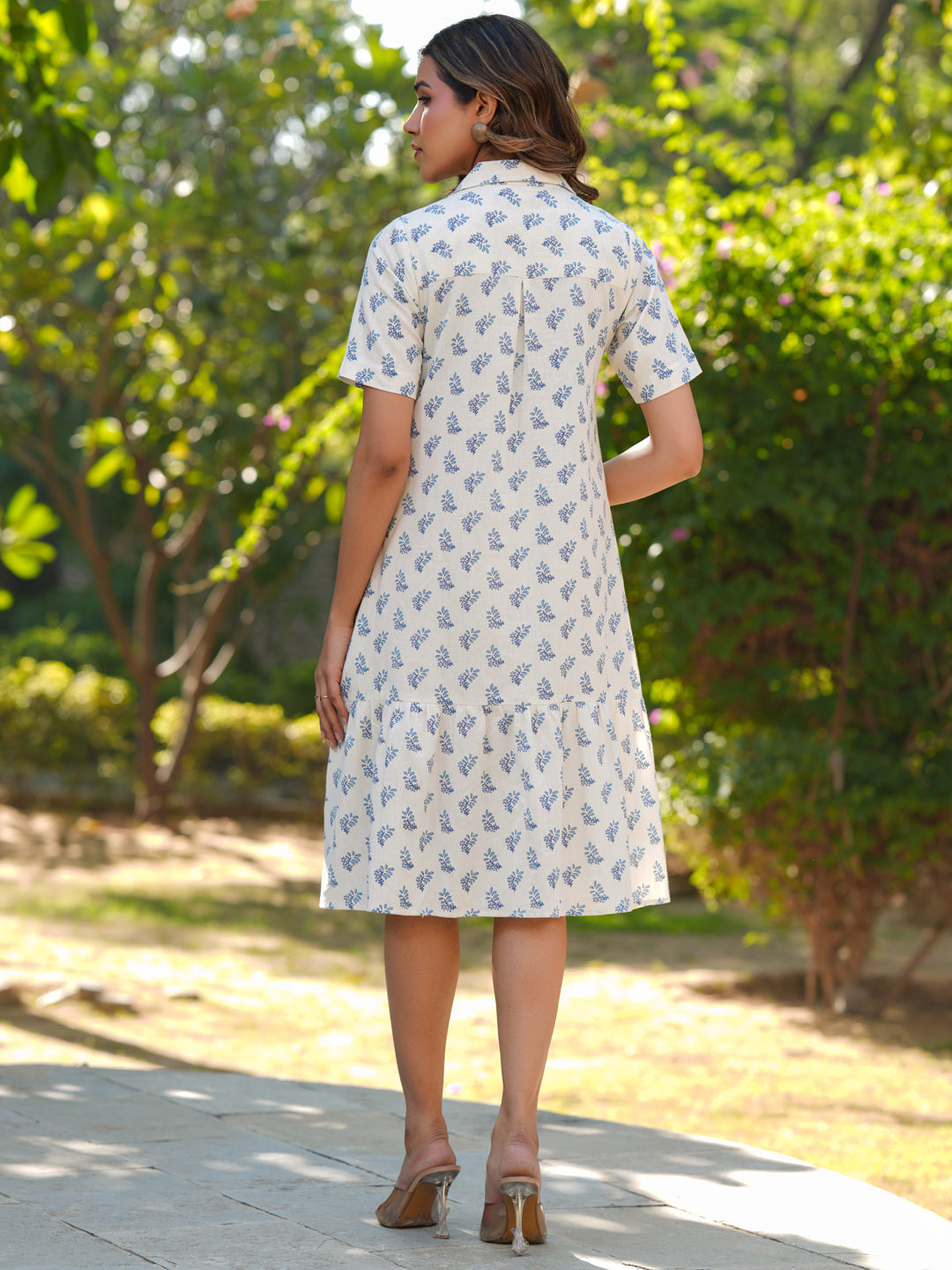 Janasya Light Cotton Floral Shirt Dress Dress | Swadesiicart
