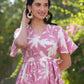 Janasya Light Cotton Floral Tiered Dress | Swadesiicart