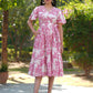 Janasya Light Cotton Floral Tiered Dress | Swadesiicart