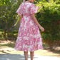 Janasya Light Cotton Floral Tiered Dress | Swadesiicart
