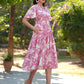 Janasya Light Cotton Floral Tiered Dress | Swadesiicart