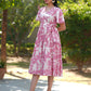Janasya Light Cotton Floral Tiered Dress | Swadesiicart