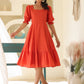 Janasya Light Cotton Solid A-Line Dress | Swadesiicart