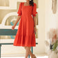 Janasya Light Cotton Solid A-Line Dress | Swadesiicart