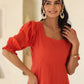 Janasya Light Cotton Solid A-Line Dress | Swadesiicart