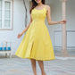 Janasya Bright Cotton Solid A-Line Dress | Swadesiicart