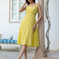 Janasya Bright Cotton Solid A-Line Dress | Swadesiicart