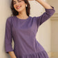 Janasya Light Cotton Solid A-Line DRESS | Swadesiicart
