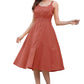 Janasya Dark Cotton Solid A-Line Dress | Swadesiicart
