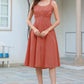Janasya Dark Cotton Solid A-Line Dress | Swadesiicart