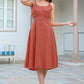 Janasya Dark Cotton Solid A-Line Dress | Swadesiicart
