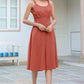 Janasya Dark Cotton Solid A-Line Dress | Swadesiicart