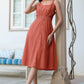 Janasya Dark Cotton Solid A-Line Dress | Swadesiicart