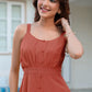 Janasya Dark Cotton Solid A-Line Dress | Swadesiicart