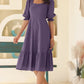 Janasya Light Cotton Solid A-Line Dress | Swadesiicart