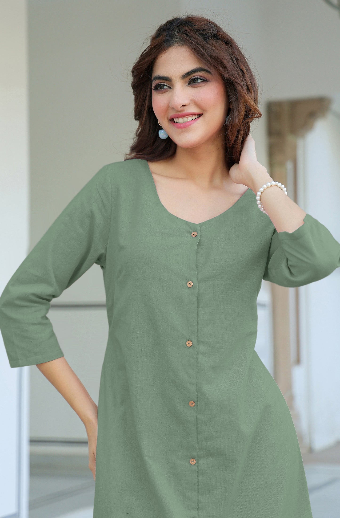 Janasya Light Cotton Solid Straight Dress | Swadesiicart