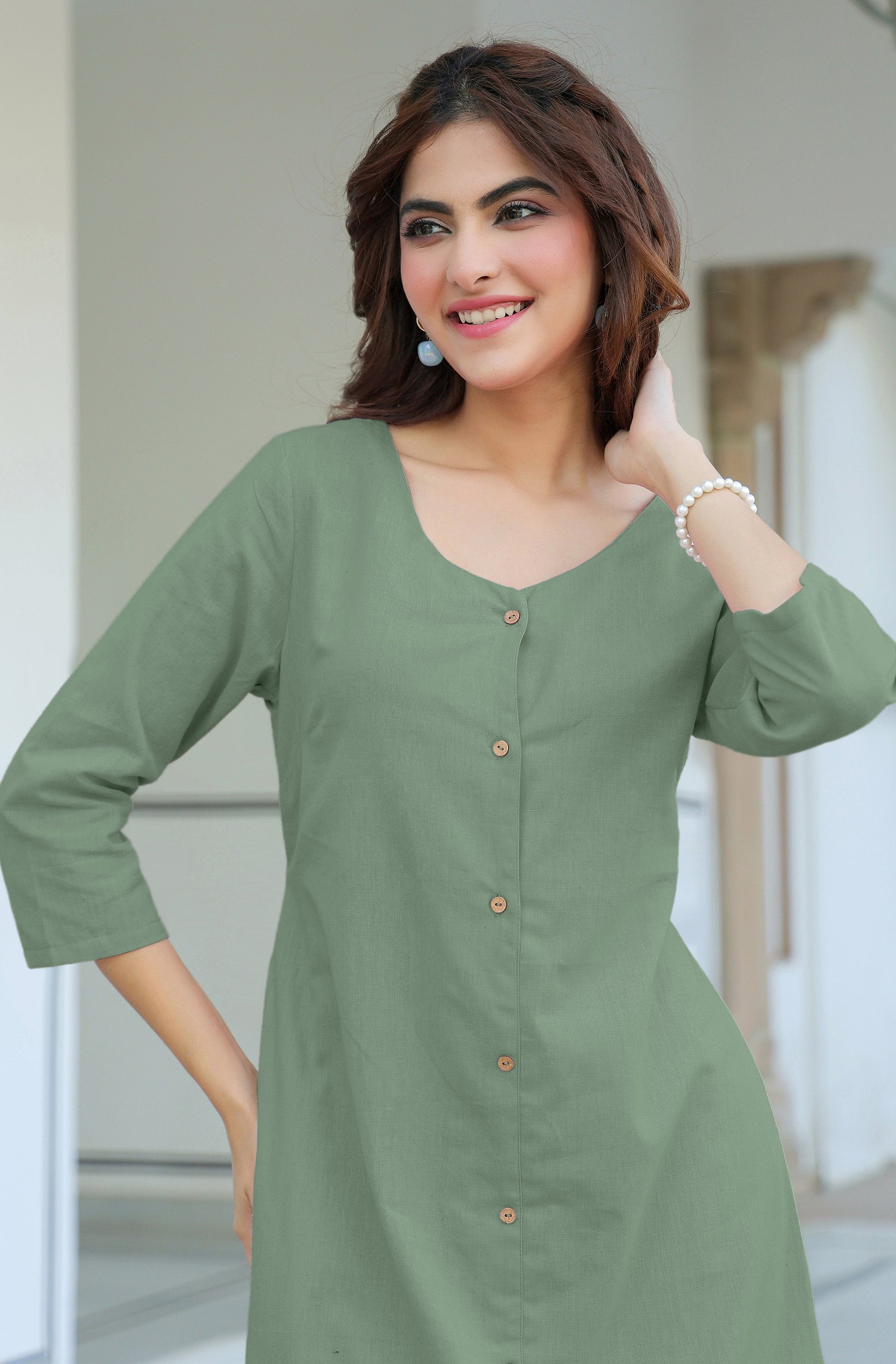 Janasya Light Cotton Solid Straight Dress | Swadesiicart