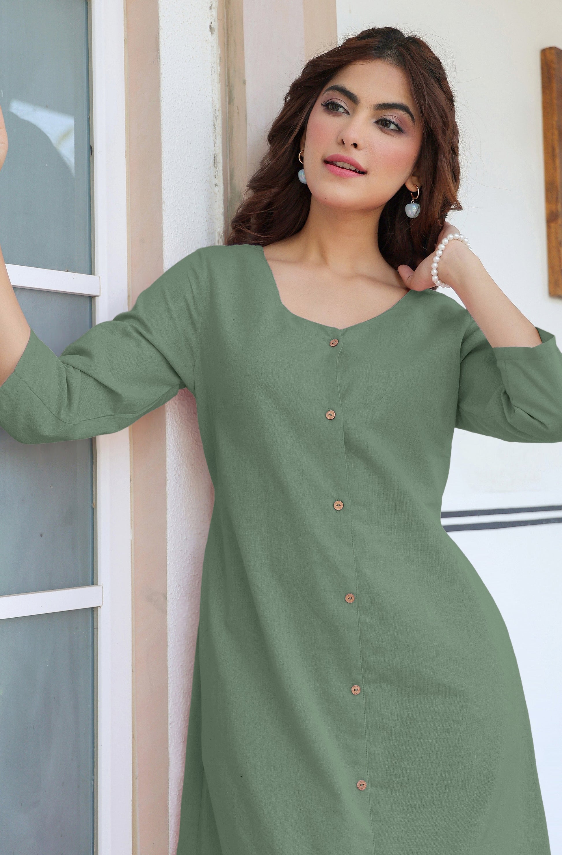 Janasya Light Cotton Solid Straight Dress | Swadesiicart