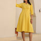 Janasya Bright Cotton Solid A-Line Dress | Swadesiicart