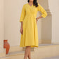 Janasya Bright Cotton Solid A-Line Dress | Swadesiicart