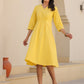 Janasya Bright Cotton Solid A-Line Dress | Swadesiicart