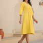Janasya Bright Cotton Solid A-Line Dress | Swadesiicart