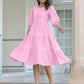 Janasya Bright Cotton Solid Tiered Dress | Swadesiicart