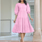 Janasya Bright Cotton Solid Tiered Dress | Swadesiicart