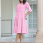 Janasya Bright Cotton Solid Tiered Dress | Swadesiicart