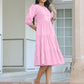 Janasya Bright Cotton Solid Tiered Dress | Swadesiicart