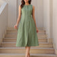 Janasya Dark Cotton Solid A-Line Dress | Swadesiicart