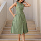 Janasya Dark Cotton Solid A-Line Dress | Swadesiicart