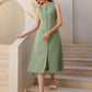 Janasya Dark Cotton Solid A-Line Dress | Swadesiicart